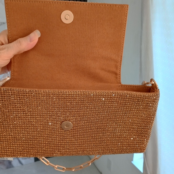 NWT CULT GAIA Mirai Allover Crystal Chain Shoulder Bag Champagne - Picture 12 of 14